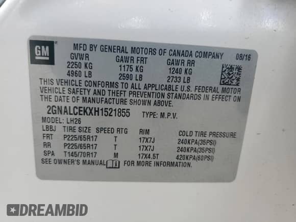 2017 Chevrolet Equinox LT with VIN 2GNALCEKXH1521855, listed as a Copart auction lot 84257975 with 58,008 mi miles and Salvage title. Bid and sale history available at DreamBid. Image 13.