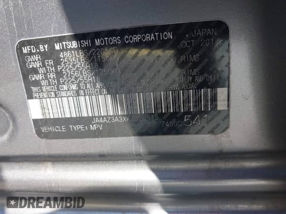 2019 Mitsubishi Outlander ES z VIN JA4AZ3A3XKZ020513, wystawiony jako IAAI lot #43344203 z przebiegiem 121 168 mil mil oraz . Historia ofert i sprzedaży dostępna na DreamBid. Obrazek 9.