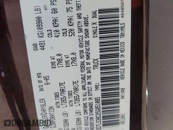 2005 Dodge 3500 SLT with VIN 3D7LS38C25G851085, listed as a Copart auction lot 70778204 with 223,271 mi miles and Salvage title. Bid and sale history available at DreamBid. Image 12.