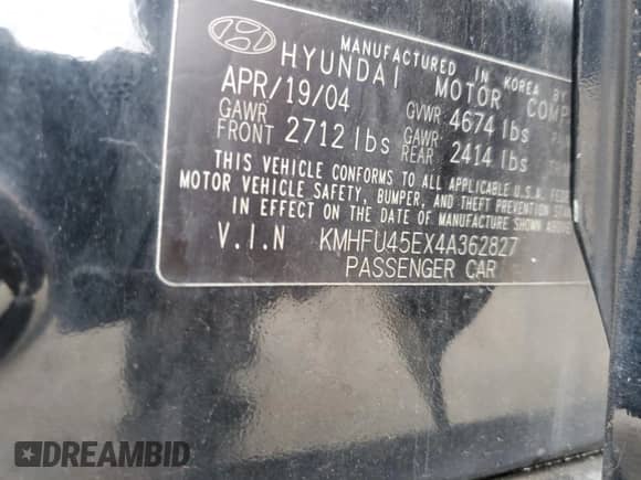 2004 Hyundai XG с VIN KMHFU45EX4A362827, выставлен на аукционе Copart как лот 69728185 с пробегом 119 681 миль миль и Списание • Salvage title. История ставок и продаж доступна на DreamBid. Изображение 12.