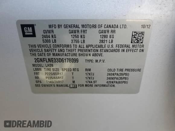 2013 Chevrolet Equinox LT z VIN 2GNFLNE33D6178099, wystawiony jako Copart lot #52930335 z przebiegiem 118 147 mil mil oraz Szkoda całkowita • Salvage title. Historia ofert i sprzedaży dostępna na DreamBid. Obrazek 12.