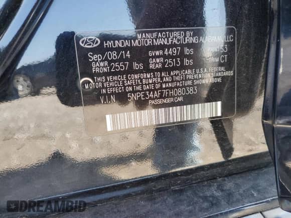 2015 Hyundai Sonata Sport с VIN 5NPE34AF7FH080383, выставлен на аукционе Copart как лот 80502355 с пробегом 126 517 миль миль и Чистый • Clean title. История ставок и продаж доступна на DreamBid. Изображение 13.