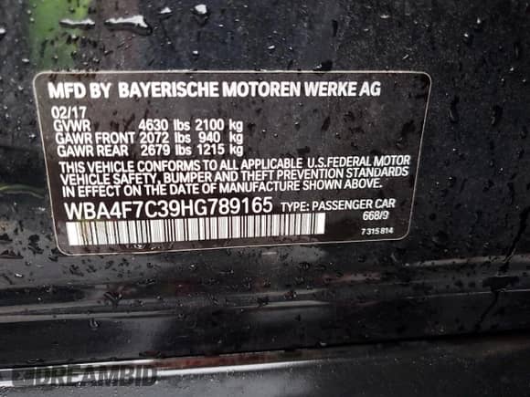 2017 BMW 4 Series 430i with VIN WBA4F7C39HG789165, listed as a Copart auction lot 83774805 with 103,615 mi miles and Salvage title. Bid and sale history available at DreamBid. Image 13.