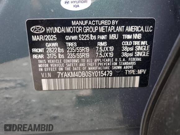 2025 Hyundai Ioniq 5 with VIN 7YAKM4DB0SY015479, listed as a Copart auction lot 60069895 with 1,195 mi miles and Salvage title. Bid and sale history available at DreamBid. Image 13.