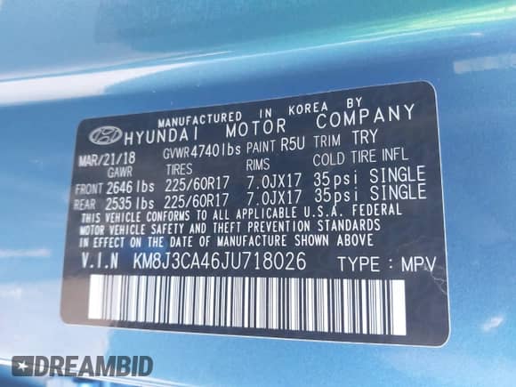 2018 Hyundai Tucson SEL with VIN KM8J3CA46JU718026, listed as a IAAI auction lot 43357509 with 65,844 mi miles and . Bid and sale history available at DreamBid. Image 9.