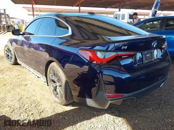 2023 BMW i4 eDrive35 with VIN WBY43AW09PFP53618, listed as a IAAI auction lot 43119545 with 20,281 mi miles and . Bid and sale history available at DreamBid. Image 3.