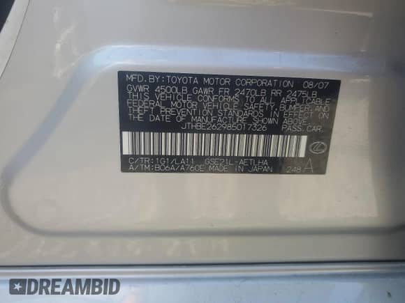 2008 Lexus IS 350 с VIN JTHBE262985017326, выставлен на аукционе Copart как лот 69347635 с пробегом 136 134 миль миль и Списание • Salvage title. История ставок и продаж доступна на DreamBid. Изображение 12.