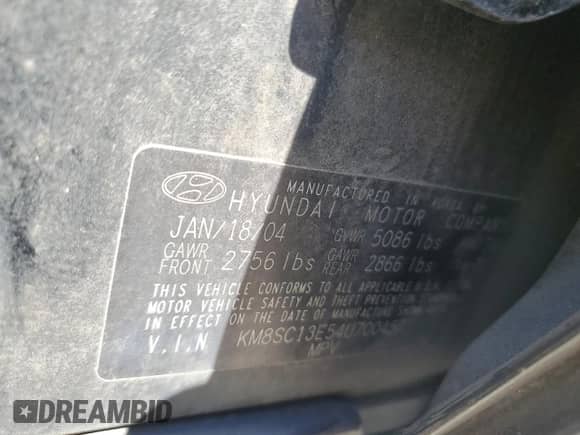 2004 Hyundai Santa Fe GLS с VIN KM8SC13E54U700457, выставлен на аукционе Copart как лот 53755855 с пробегом 101 565 миль миль и Чистый • Clean title. История ставок и продаж доступна на DreamBid. Изображение 13.