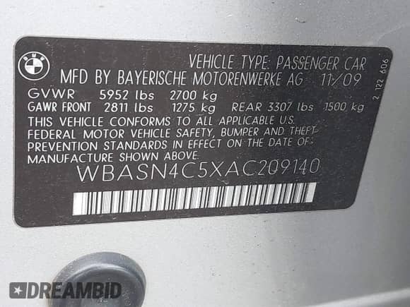 2010 BMW 5 Series 550i Gran Turismo с VIN WBASN4C5XAC209140, выставлен на аукционе IAAI как лот 42566848 с пробегом 170 583 миль миль и . История ставок и продаж доступна на DreamBid. Изображение 9.