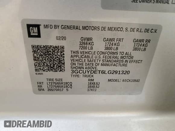 2020 Chevrolet Silverado 1500 LT с VIN 3GCUYDET6LG291320, выставлен на аукционе Copart как лот 43931405 с пробегом 120 613 миль миль и Чистый • Clean title. История ставок и продаж доступна на DreamBid. Изображение 12.