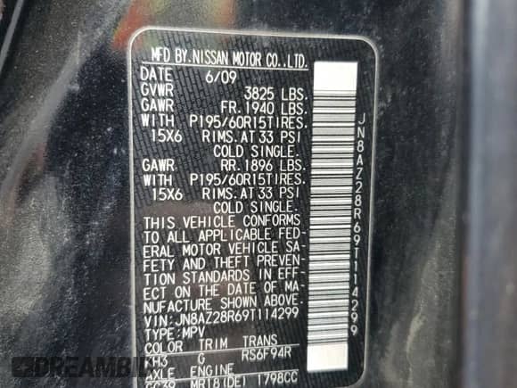 2009 Nissan Cube 1.8 Base с VIN JN8AZ28R69T114299, выставлен на аукционе Copart как лот 90069815 с пробегом 235 234 миль миль и Списание • Salvage title. История ставок и продаж доступна на DreamBid. Изображение 13.