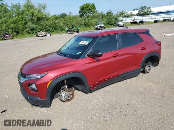 2021 Chevrolet TrailBlazer LS z VIN KL79MMS25MB020396, wystawiony jako Copart lot #66990135 z przebiegiem 82 994 mil mil oraz Szkoda całkowita • Salvage title. Historia ofert i sprzedaży dostępna na DreamBid. Obrazek 1.