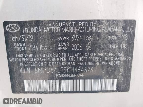 2019 Hyundai Elantra Value Edition с VIN 5NPD84LF5KH464523, выставлен на аукционе IAAI как лот 42814701 с пробегом 43 167 миль миль и . История ставок и продаж доступна на DreamBid. Изображение 9.