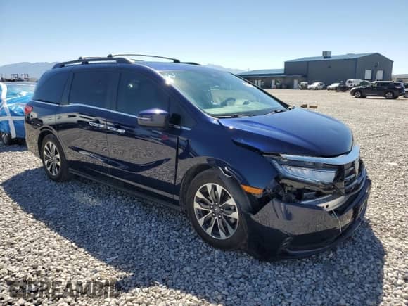 2023 Honda Odyssey EX-L with VIN 5FNRL6H62PB046855, listed as a Copart auction lot 69419395 with 25,151 mi miles and Salvage title. Bid and sale history available at DreamBid. Image 4.