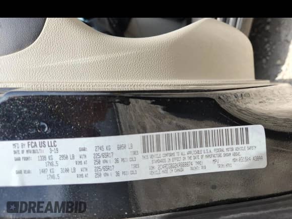 2019 Dodge Grand Caravan SE Plus with VIN 2C4RDGBG2KR668874, listed as a Copart auction lot 63410065 with Not provided miles and Salvage title. Bid and sale history available at DreamBid. Image 14.