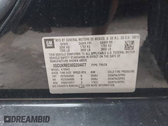 2014 Chevrolet Silverado 1500 LT с VIN 3GCUKREC9EG204477, выставлен на аукционе IAAI как лот 42295502 с пробегом 216 326 миль миль и . История ставок и продаж доступна на DreamBid. Изображение 9.