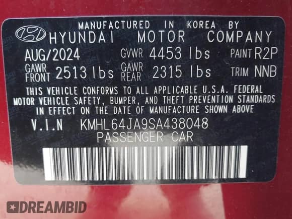 2025 Hyundai Sonata SEL z VIN KMHL64JA9SA438048, wystawiony jako IAAI lot #42884044 z przebiegiem 21 273 mil mil oraz . Historia ofert i sprzedaży dostępna na DreamBid. Obrazek 9.