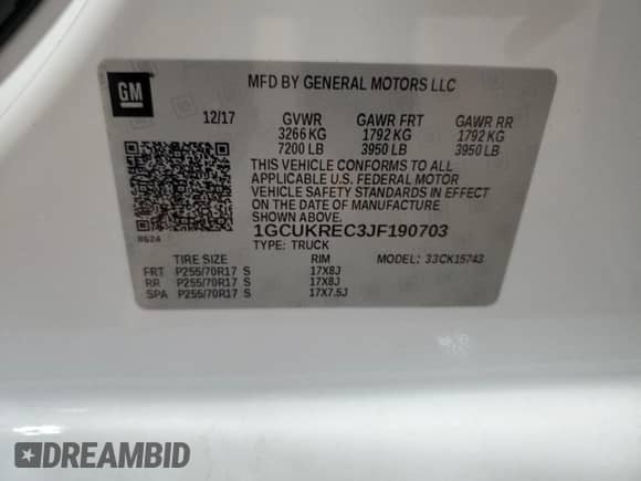 2018 Chevrolet Silverado 1500 LT z VIN 1GCUKREC3JF190703, wystawiony jako Copart lot #66264765 z przebiegiem 75 552 mil mil oraz Szkoda całkowita • Salvage title. Historia ofert i sprzedaży dostępna na DreamBid. Obrazek 13.