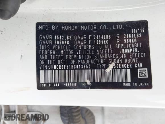 2017 Honda Accord EX-L с VIN JHMCR6F51HC013650, выставлен на аукционе IAAI как лот 43168186 с пробегом 139 696 миль миль и . История ставок и продаж доступна на DreamBid. Изображение 9.