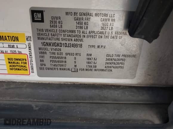 2013 Chevrolet Traverse LT с VIN 1GNKVGKD1DJ249918, выставлен на аукционе IAAI как лот 42742399 с пробегом 202 955 миль миль и . История ставок и продаж доступна на DreamBid. Изображение 9.