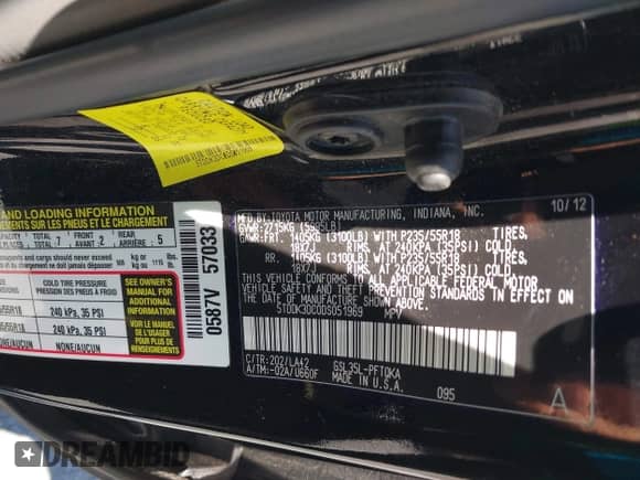 2013 Toyota Sienna XLE with VIN 5TDDK3DC0DS051969, listed as a IAAI auction lot 42344494 with 166,890 mi miles and . Bid and sale history available at DreamBid. Image 9.