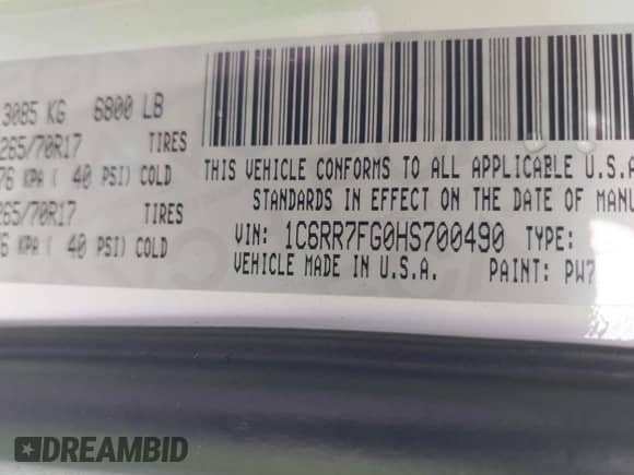 2017 Ram 1500 Tradesman z VIN 1C6RR7FG0HS700490, wystawiony jako IAAI lot #40735480 z przebiegiem 101 405 mil mil oraz . Historia ofert i sprzedaży dostępna na DreamBid. Obrazek 9.