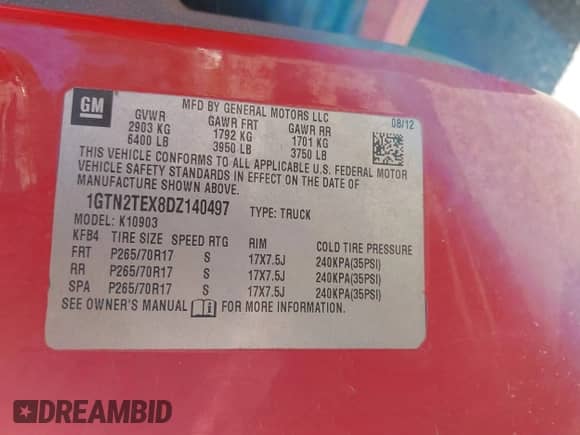 2013 GMC Sierra 1500 Work Truck z VIN 1GTN2TEX8DZ140497, wystawiony jako IAAI lot #43142246 z przebiegiem 178 636 mil mil oraz . Historia ofert i sprzedaży dostępna na DreamBid. Obrazek 9.