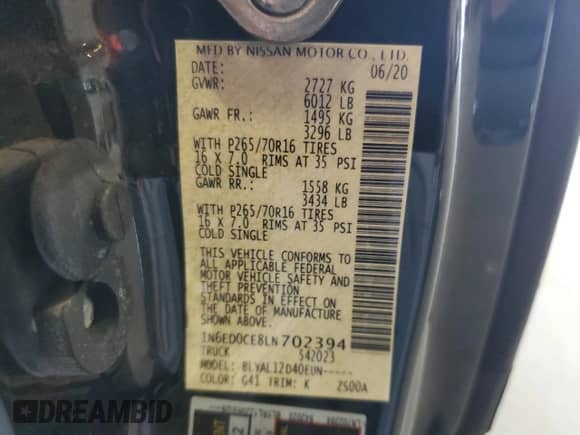 2020 Nissan Frontier S z VIN 1N6ED0CE8LN702394, wystawiony jako Copart lot #70263195 z przebiegiem 100 748 mil mil oraz Czysty tytuł • Clean title. Historia ofert i sprzedaży dostępna na DreamBid. Obrazek 12.