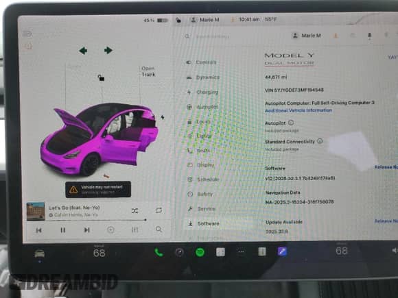 2021 Tesla Model Y Performance with VIN 5YJYGDEF3MF194548, listed as a Copart auction lot 86505535 with 44,671 mi miles and Salvage title. Bid and sale history available at DreamBid. Image 9.