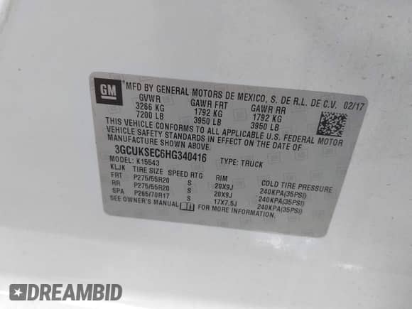 2017 Chevrolet Silverado 1500 LTZ z VIN 3GCUKSEC6HG340416, wystawiony jako IAAI lot #42812522 z przebiegiem 152 028 mil mil oraz . Historia ofert i sprzedaży dostępna na DreamBid. Obrazek 9.