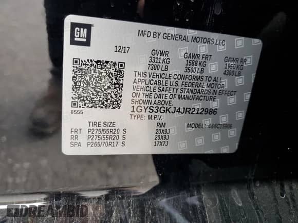 2018 Cadillac Escalade ESV z VIN 1GYS3GKJ4JR212986, wystawiony jako Copart lot #81168234 z przebiegiem 42 573 mil mil oraz Szkoda całkowita • Salvage title. Historia ofert i sprzedaży dostępna na DreamBid. Obrazek 15.