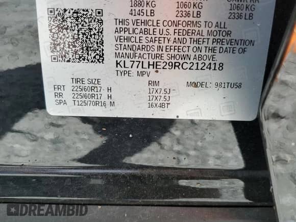 2024 Chevrolet Trax LT с VIN KL77LHE29RC212418, выставлен на аукционе Copart как лот 81429235 с пробегом 15 620 миль миль и Списание • Salvage title. История ставок и продаж доступна на DreamBid. Изображение 13.