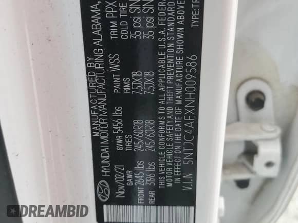 2022 Hyundai Santa Cruz SEL с VIN 5NTJC4AEXNH009586, выставлен на аукционе Copart как лот 57462115 с пробегом 71 759 миль миль и Списание • Salvage title. История ставок и продаж доступна на DreamBid. Изображение 12.