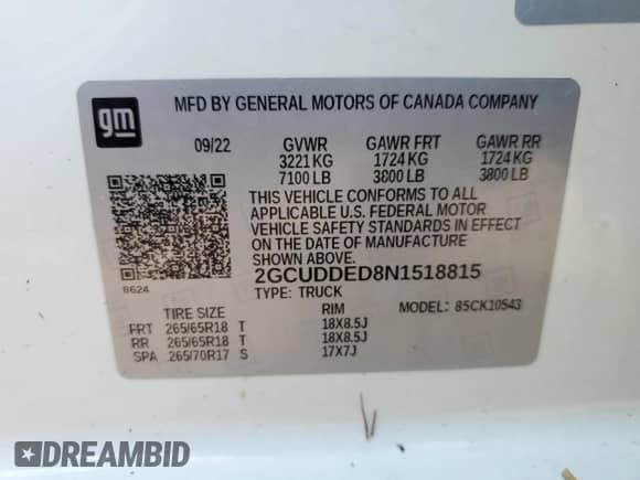2022 Chevrolet Silverado 1500 LT z VIN 2GCUDDED8N1518815, wystawiony jako Copart lot #81829095 z przebiegiem 31 420 mil mil oraz Czysty tytuł • Clean title. Historia ofert i sprzedaży dostępna na DreamBid. Obrazek 12.