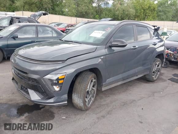 2024 Hyundai Kona N Line with VIN KM8HACA36RU093537, listed as a IAAI auction lot 42723628 with 17,570 mi miles and . Bid and sale history available at DreamBid. Image 2.