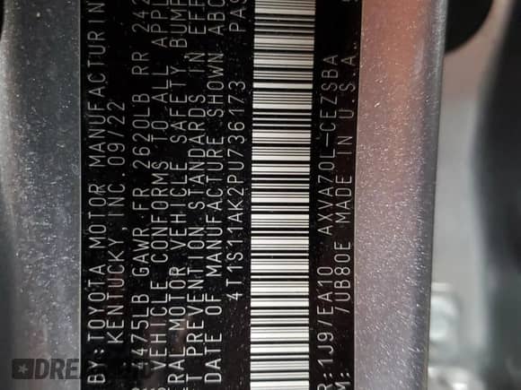 2023 Toyota Camry SE z VIN 4T1S11AK2PU736173, wystawiony jako Copart lot #86749375 z przebiegiem 26 763 mil mil oraz Szkoda całkowita • Salvage title. Historia ofert i sprzedaży dostępna na DreamBid. Obrazek 12.