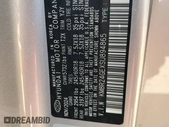 2025 Hyundai Palisade SEL с VIN KM8R24GEXSU894865, выставлен на аукционе Copart как лот 66438885 с пробегом 17 046 миль миль и Списание • Salvage title. История ставок и продаж доступна на DreamBid. Изображение 13.