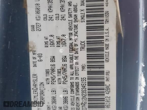 2003 Dodge Dakota с VIN 1D7HG12X23S345155, выставлен на аукционе Copart как лот 45223315 с пробегом 132 984 миль миль и Списание • Salvage title. История ставок и продаж доступна на DreamBid. Изображение 12.