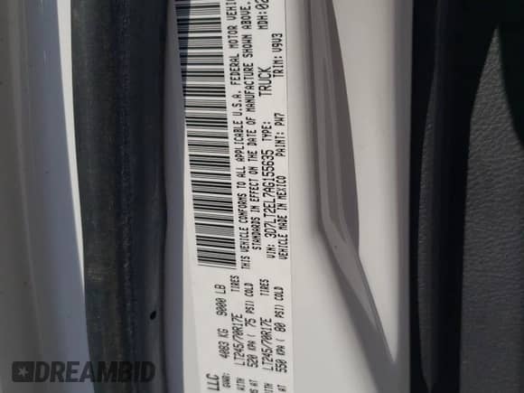 2010 Dodge RAM with VIN 3D7LT2EL7AG155635, listed as a Copart auction lot 76448154 with 34,605 mi miles and Salvage title. Bid and sale history available at DreamBid. Image 13.