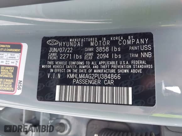 2023 Hyundai Elantra SEL с VIN KMHLM4AG2PU384866, выставлен на аукционе IAAI как лот 43214243 с пробегом 73 294 миль миль и . История ставок и продаж доступна на DreamBid. Изображение 9.