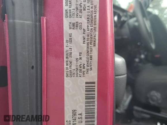 2022 Jeep Wrangler Sport с VIN 1C4HJXAG7NW147909, выставлен на аукционе Copart как лот 73051454 с пробегом 21 707 миль миль и Списание • Salvage title. История ставок и продаж доступна на DreamBid. Изображение 13.