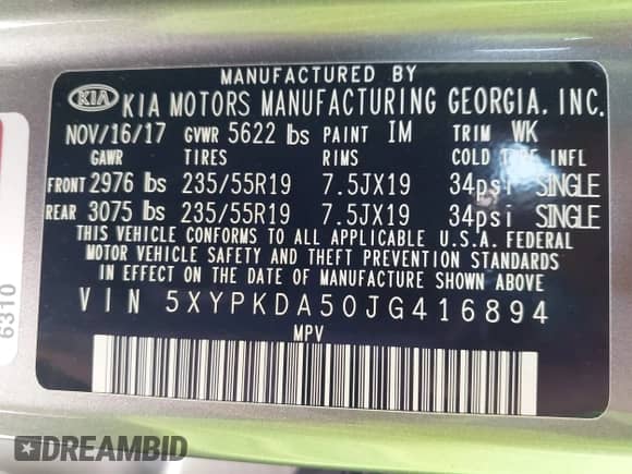 2018 Kia Sorento SX с VIN 5XYPKDA50JG416894, выставлен на аукционе IAAI как лот 42984018 с пробегом 18 798 миль миль и . История ставок и продаж доступна на DreamBid. Изображение 9.