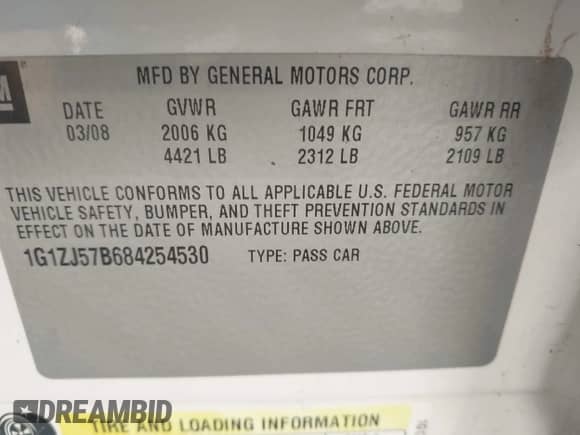 2008 Chevrolet Malibu 2LT с VIN 1G1ZJ57B684254530, выставлен на аукционе IAAI как лот 42822980 с пробегом 293 126 миль миль и . История ставок и продаж доступна на DreamBid. Изображение 9.