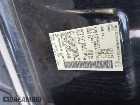 2011 Nissan Pathfinder Silver with VIN 5N1AR1NB5BC612363, listed as a IAAI auction lot 42087889 with Not provided miles and . Bid and sale history available at DreamBid. Image 9.