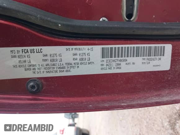 2015 Chrysler 300 Limited with VIN 2C3CCAAG7FH803094, listed as a IAAI auction lot 43496876 with 153,246 mi miles and . Bid and sale history available at DreamBid. Image 9.
