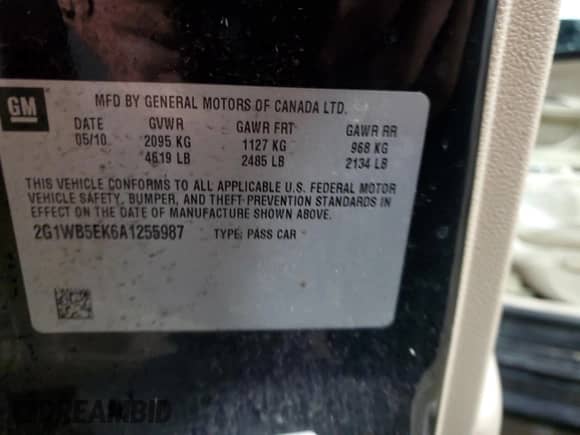 2010 Chevrolet Impala LT с VIN 2G1WB5EK6A1255987, выставлен на аукционе Copart как лот 71635395 с пробегом 116 613 миль миль и Списание • Salvage title. История ставок и продаж доступна на DreamBid. Изображение 12.