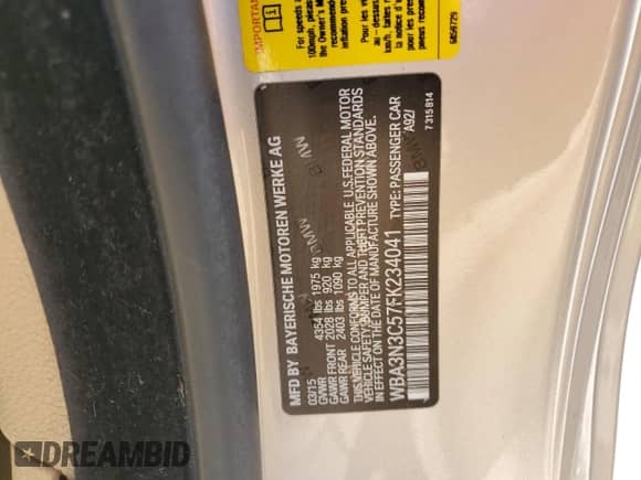 2015 BMW 4 Series 428i с VIN WBA3N3C57FK234041, выставлен на аукционе Copart как лот 81212885 с пробегом 84 752 миль миль и Списание • Salvage title. История ставок и продаж доступна на DreamBid. Изображение 12.