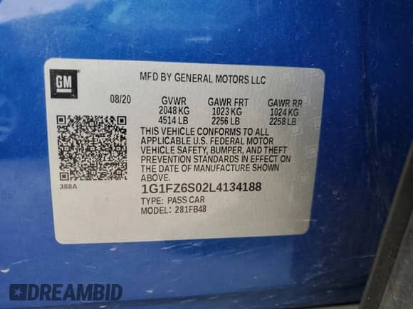 2020 Chevrolet Bolt EV Premier z VIN 1G1FZ6S02L4134188, wystawiony jako Copart lot #71422505 z przebiegiem 47 862 mil mil oraz Szkoda całkowita • Salvage title. Historia ofert i sprzedaży dostępna na DreamBid. Obrazek 14.