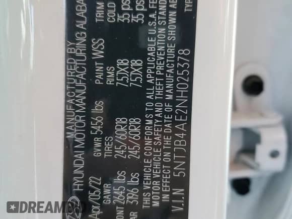 2022 Hyundai Santa Cruz SEL с VIN 5NTJB4AE2NH025378, выставлен на аукционе Copart как лот 76116294 с пробегом 41 206 миль миль и Списание • Salvage title. История ставок и продаж доступна на DreamBid. Изображение 12.