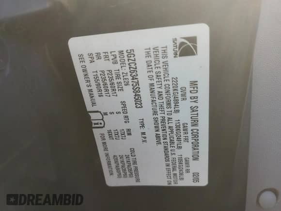 2005 Saturn VUE с VIN 5GZCZ63475S845023, выставлен на аукционе Copart как лот 58777615 с пробегом 169 474 миль миль и Списание • Salvage title. История ставок и продаж доступна на DreamBid. Изображение 12.